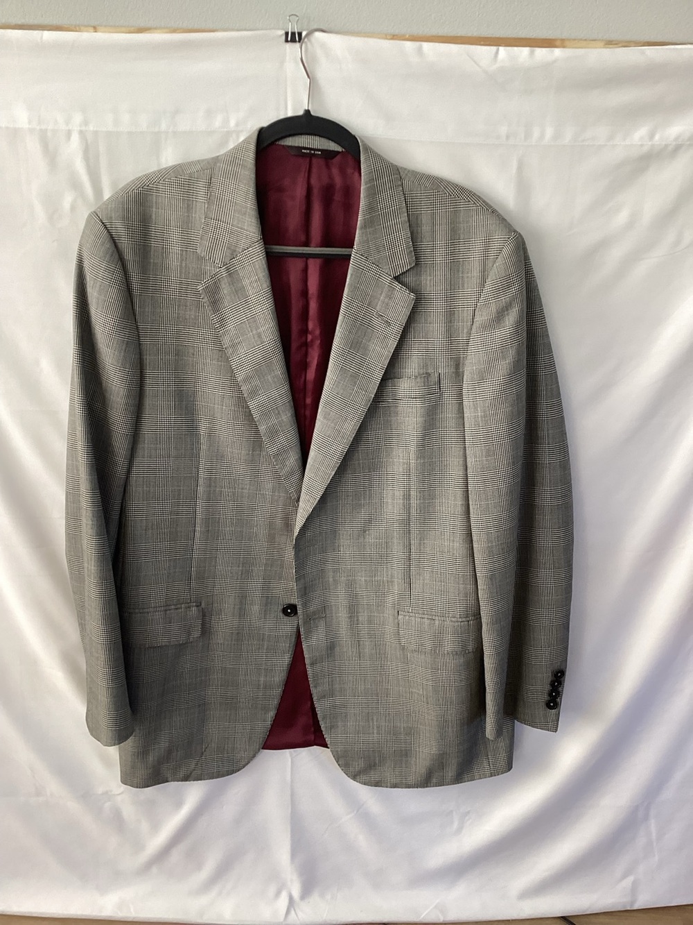 Paul Stuart Stuart’s Choice Gray Glen Plaid Super 120s Wool Blazer 44L